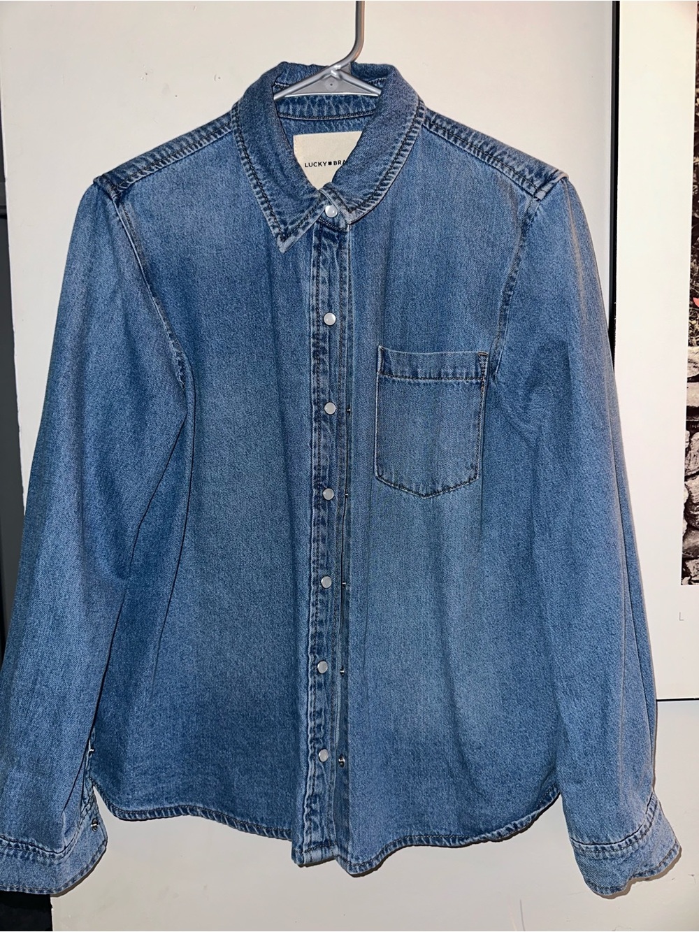 Lucky Brand Medium Blue Denim Button-Down Shirt